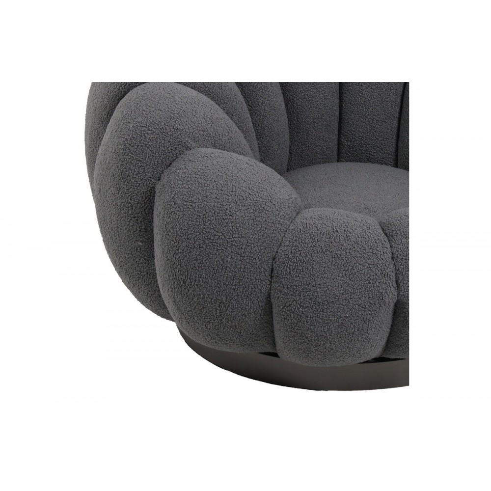 Πολυθρόνα περιστρεφόμενη "NESTER" από μπουκλέ ύφασμα σε χρώμα γκρι 98x97x69