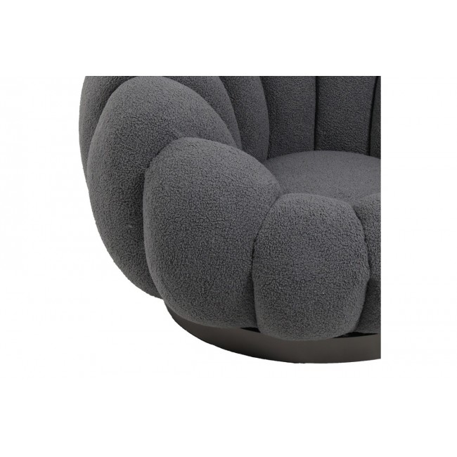 Πολυθρόνα περιστρεφόμενη "NESTER" από μπουκλέ ύφασμα σε χρώμα γκρι 98x97x69
