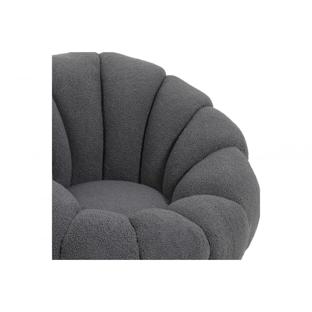 Πολυθρόνα περιστρεφόμενη "NESTER" από μπουκλέ ύφασμα σε χρώμα γκρι 98x97x69
