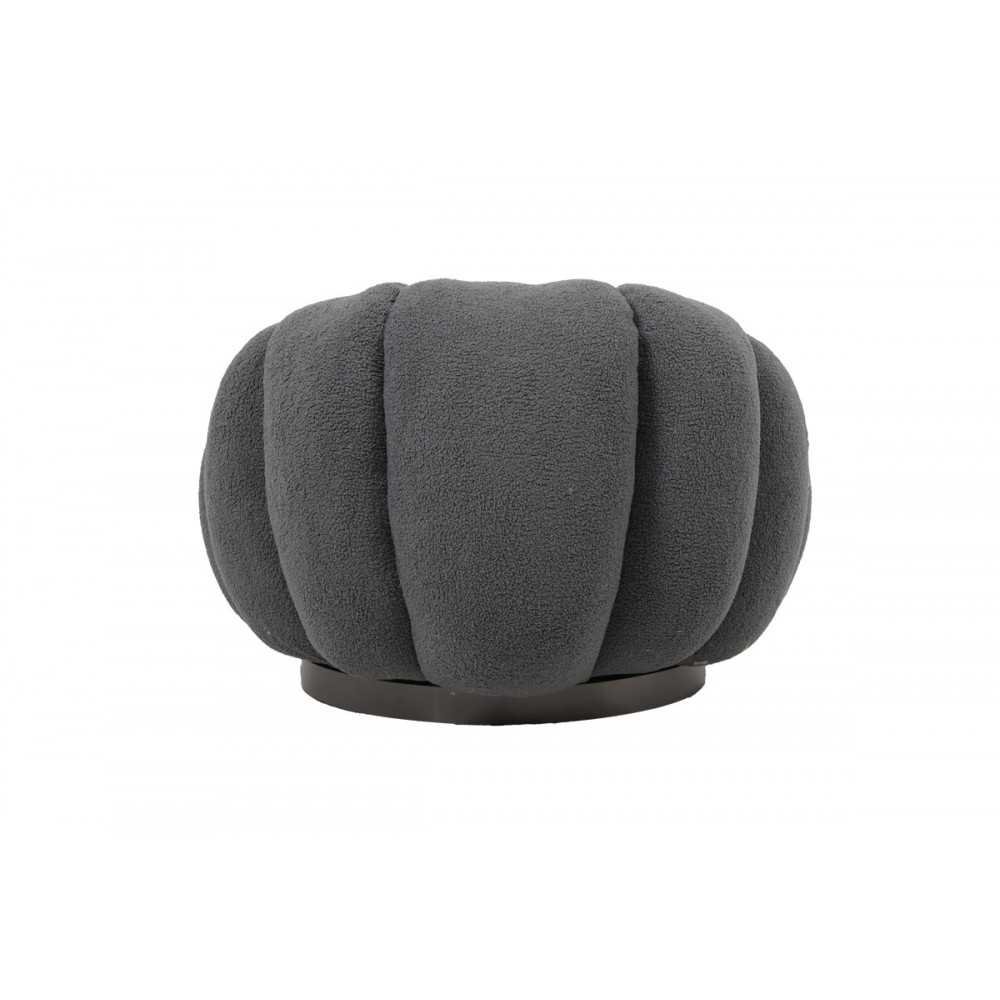 Πολυθρόνα περιστρεφόμενη "NESTER" από μπουκλέ ύφασμα σε χρώμα γκρι 98x97x69