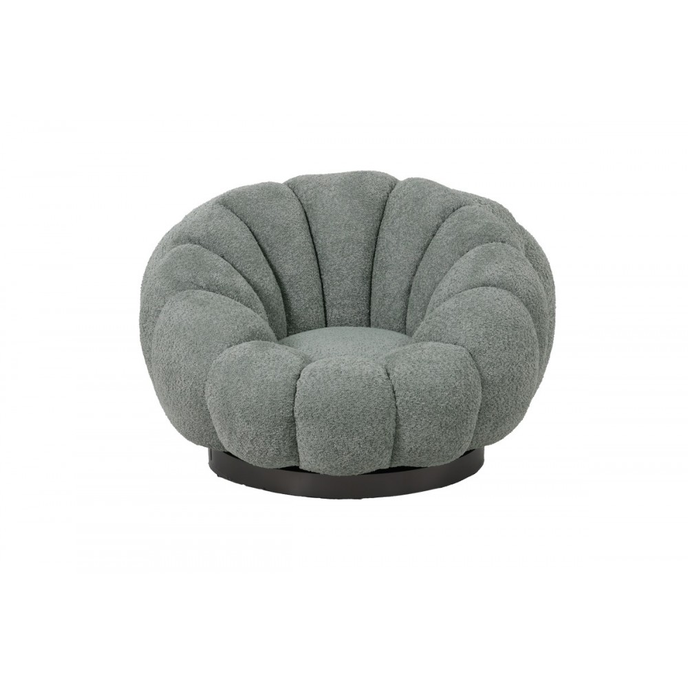 Πολυθρόνα περιστρεφόμενη "NESTER" από μπουκλέ ύφασμα σε χρώμα φυστικί 98x97x69