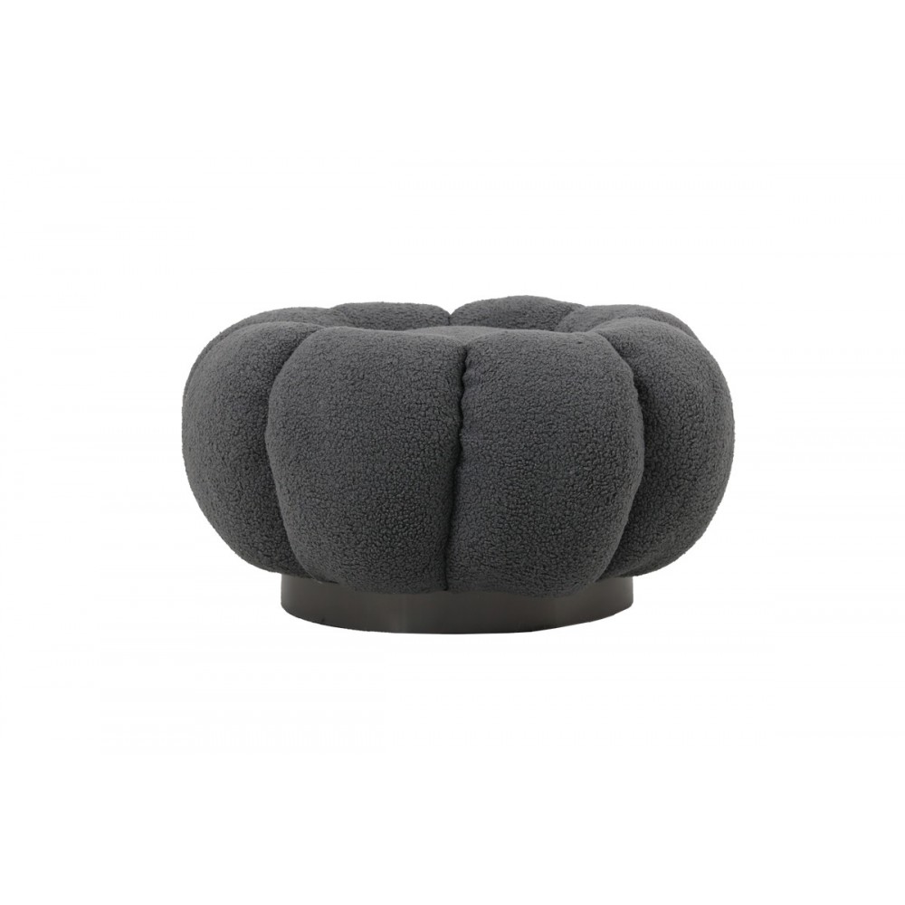 Πολυθρόνα περιστρεφόμενη με σκαμπό "NESTER" από μπουκλέ ύφασμα σε χρώμα γκρι 98x97x69