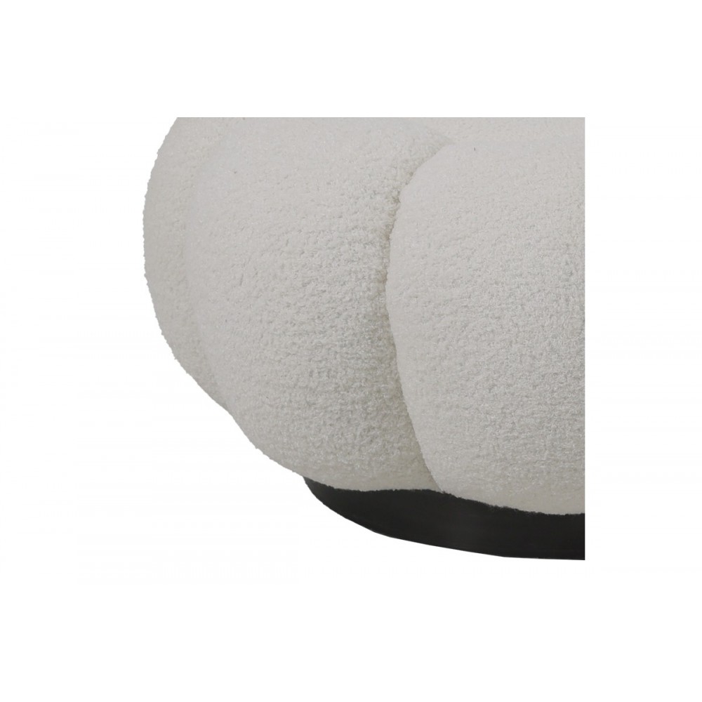 Σκαμπό "NESTER" από μπουκλέ ύφασμα σε χρώμα λευκό Φ60x31