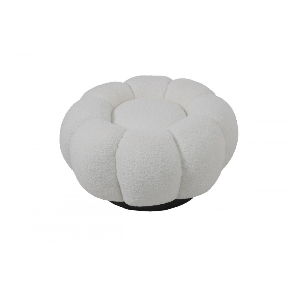 Σκαμπό "NESTER" από μπουκλέ ύφασμα σε χρώμα λευκό Φ60x31