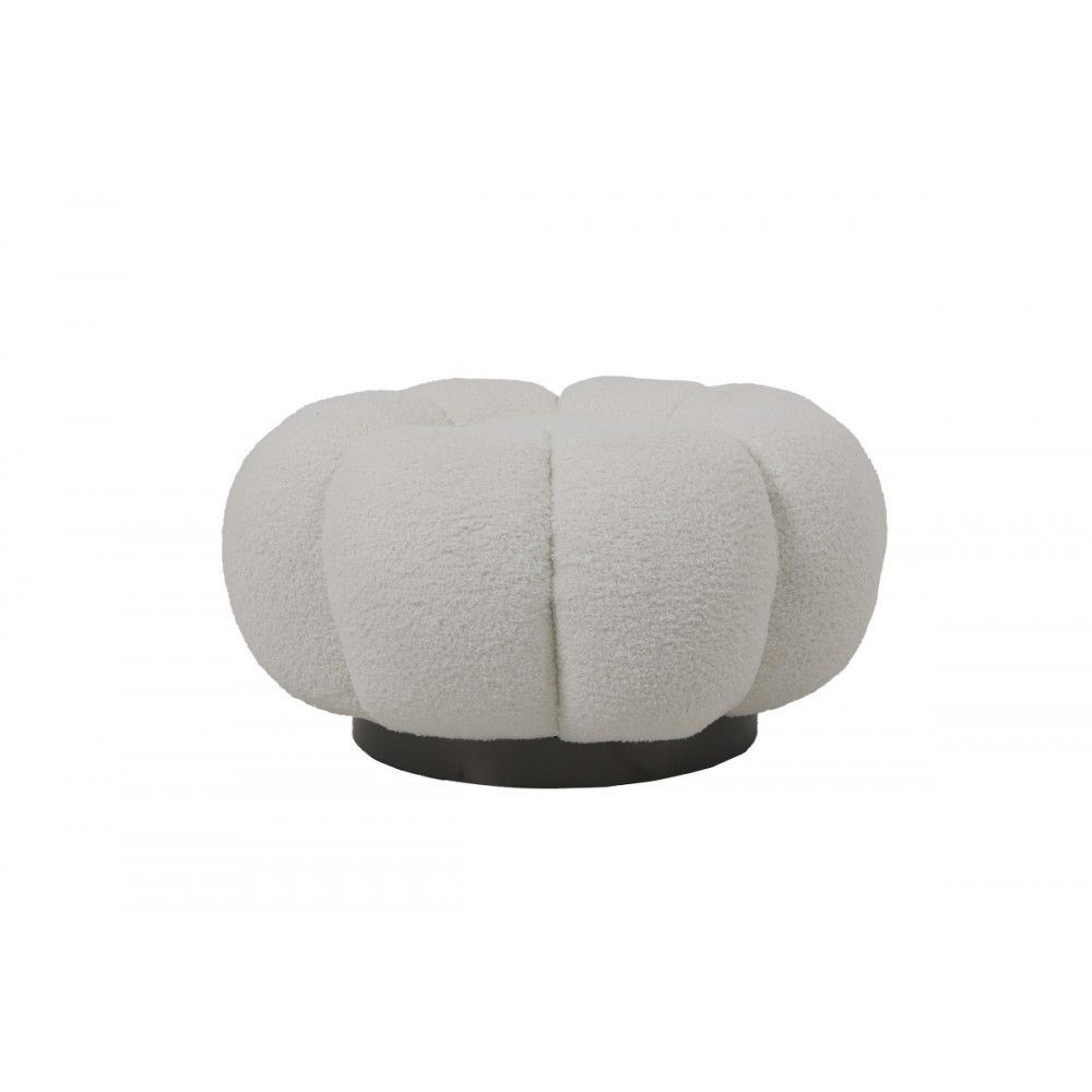 Σκαμπό "NESTER" από μπουκλέ ύφασμα σε χρώμα λευκό Φ60x31