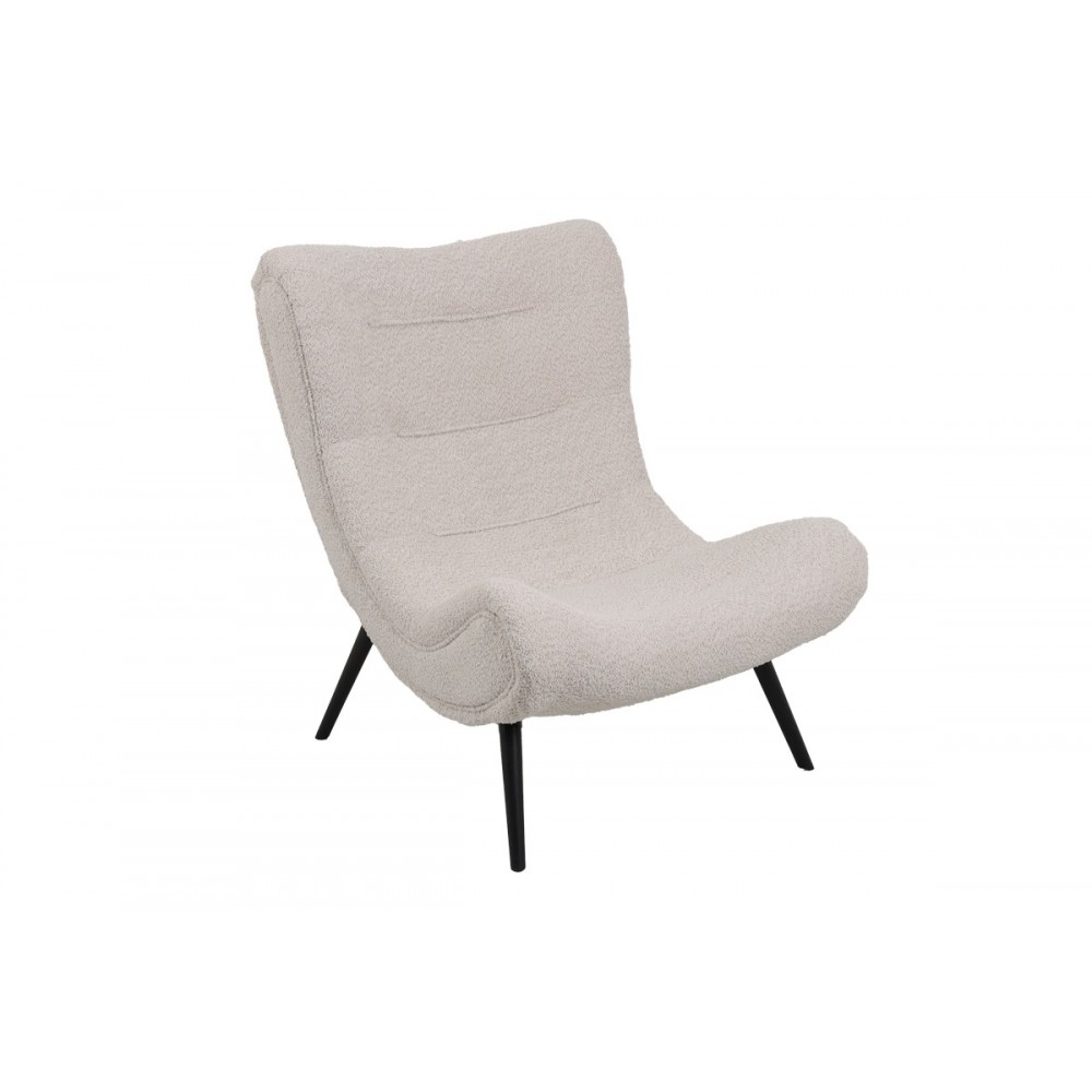 Πολυθρόνα-μπερζέρα "SILLA" από μπουκλέ ύφασμα σε χρώμα μπεζ 97x80x100