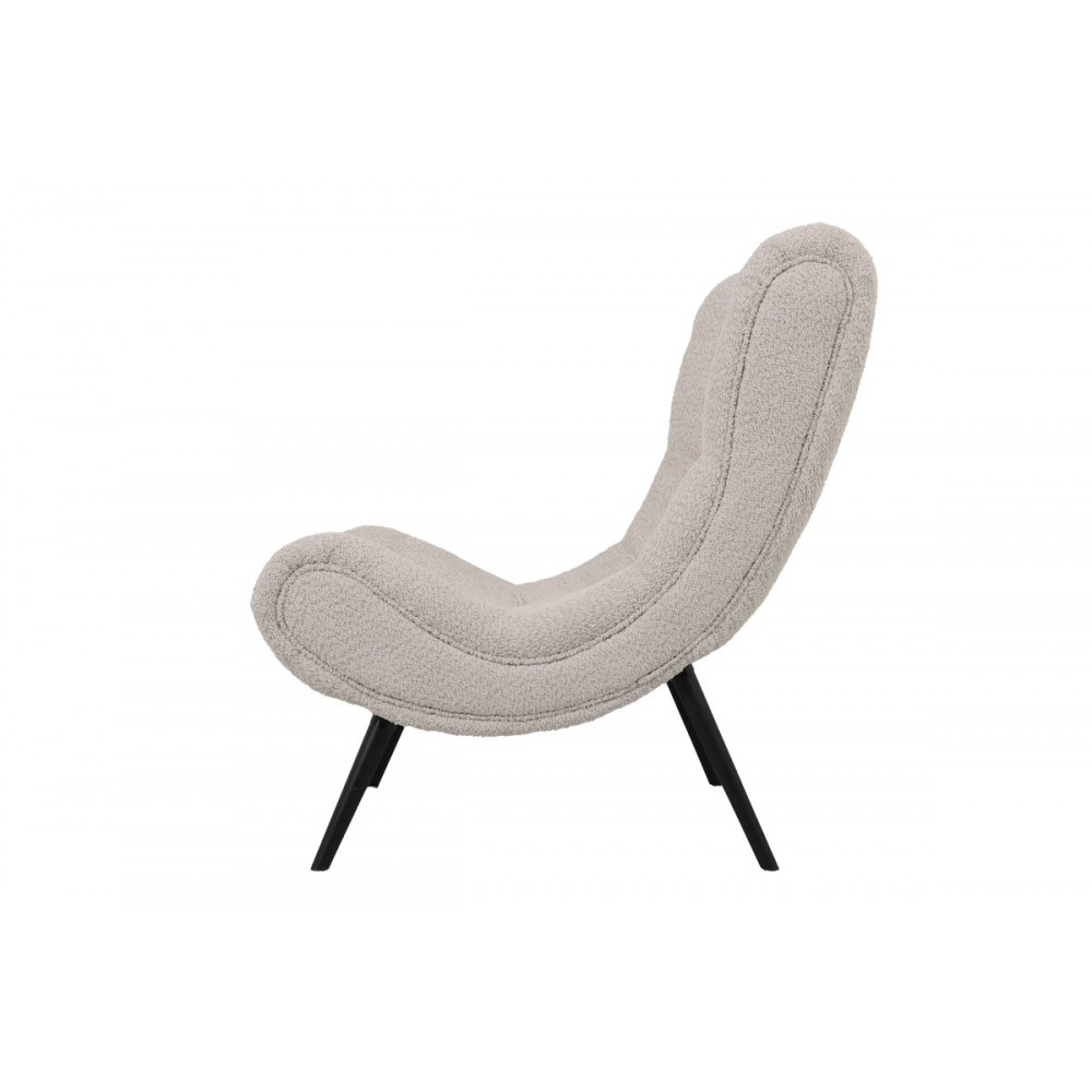 Πολυθρόνα-μπερζέρα "SILLA" από μπουκλέ ύφασμα σε χρώμα μπεζ 97x80x100