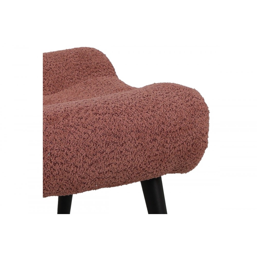 Σκαμπό-υποπόδιο "SILLA" από μπουκλέ ύφασμα σε χρώμα σάπιο μήλο 68x58x40