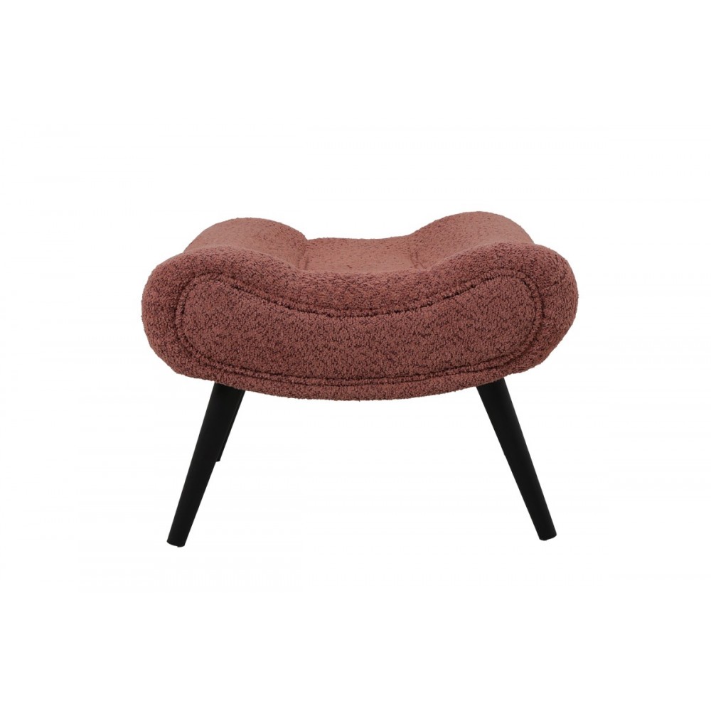 Πολυθρόνα με υποπόδιο "SILLA" από μπουκλέ ύφασμα σε χρώμα σάπιο μήλο 97x80x100