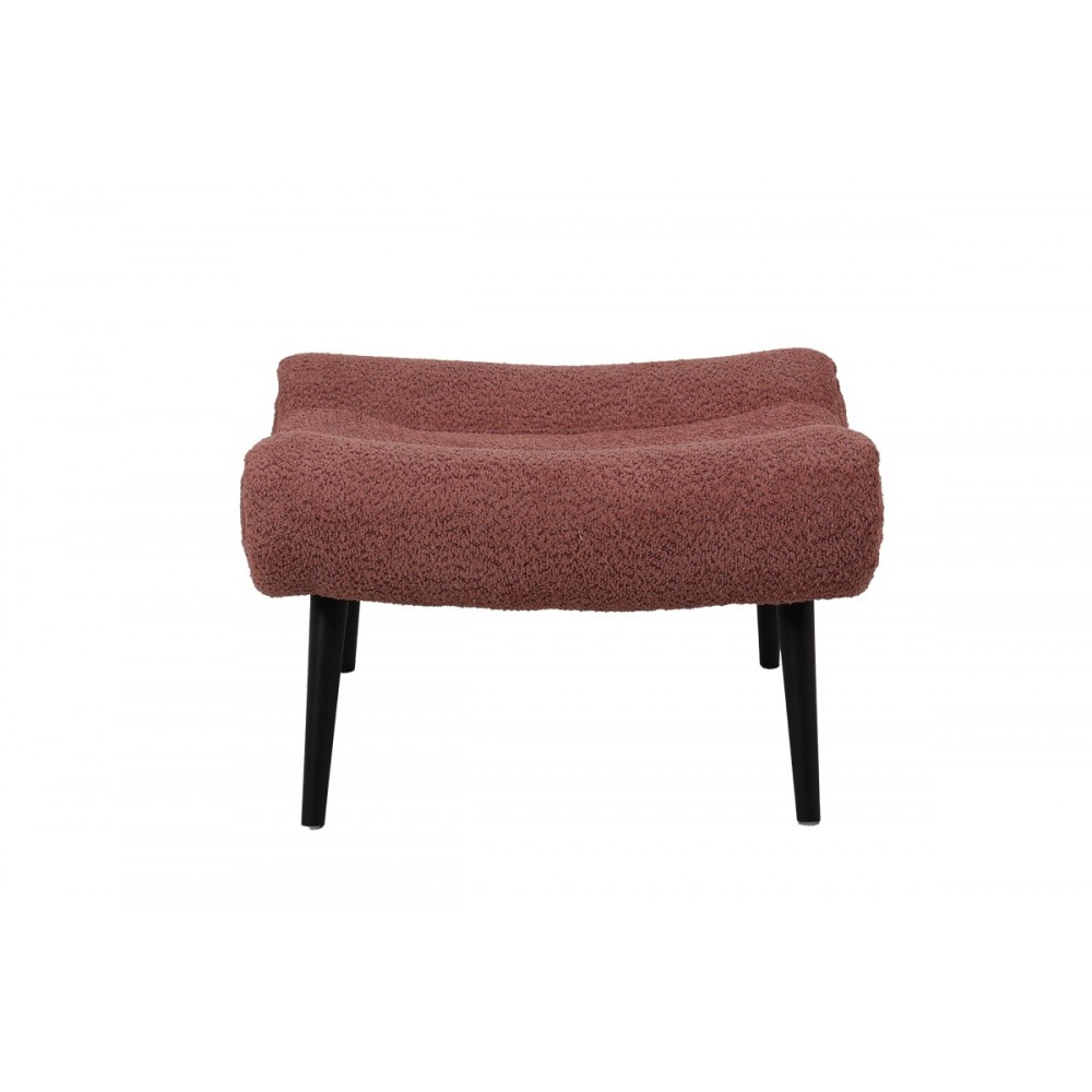 Πολυθρόνα με υποπόδιο "SILLA" από μπουκλέ ύφασμα σε χρώμα σάπιο μήλο 97x80x100