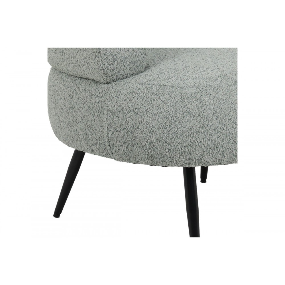 Πολυθρόνα "FOLEJA" από μπουκλέ ύφασμα/μέταλλο σε χρώμα φυστικί/μαύρο 76x75x72