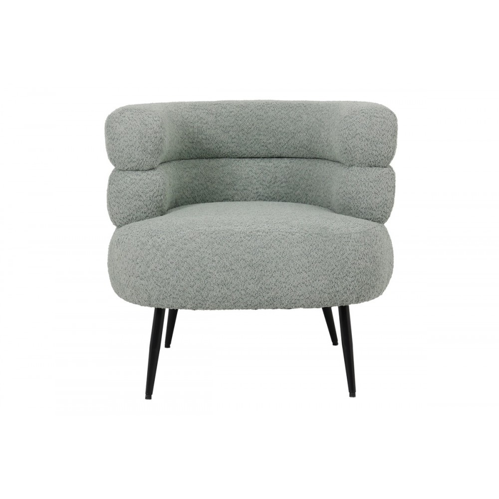 Πολυθρόνα "FOLEJA" από μπουκλέ ύφασμα/μέταλλο σε χρώμα φυστικί/μαύρο 76x75x72