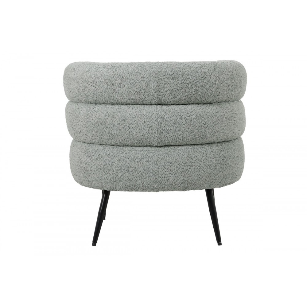 Πολυθρόνα "FOLEJA" από μπουκλέ ύφασμα/μέταλλο σε χρώμα φυστικί/μαύρο 76x75x72