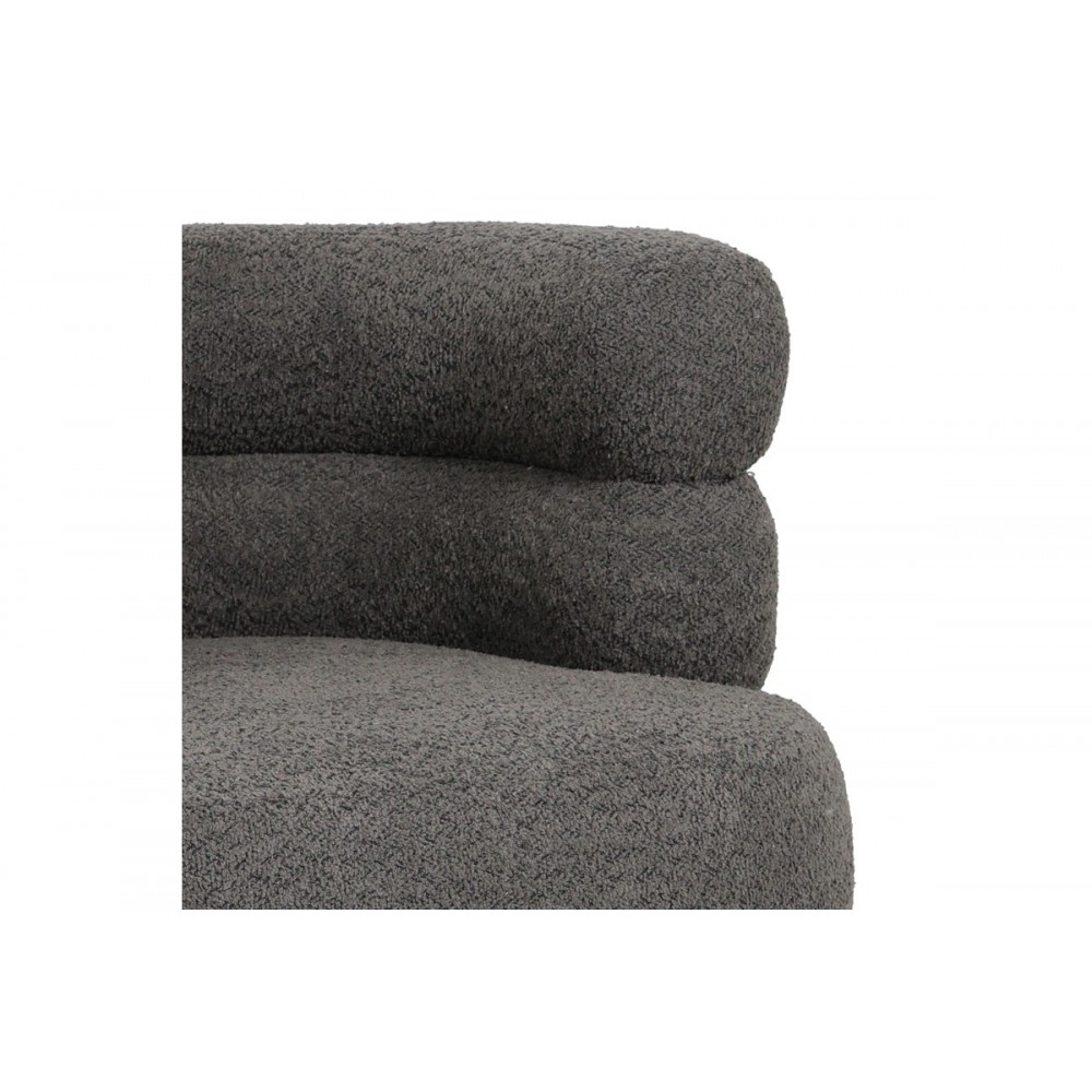 Πολυθρόνα "FOLEJA" από μπουκλέ ύφασμα/μέταλλο σε χρώμα σκούρο γκρι/μαύρο 76x75x72