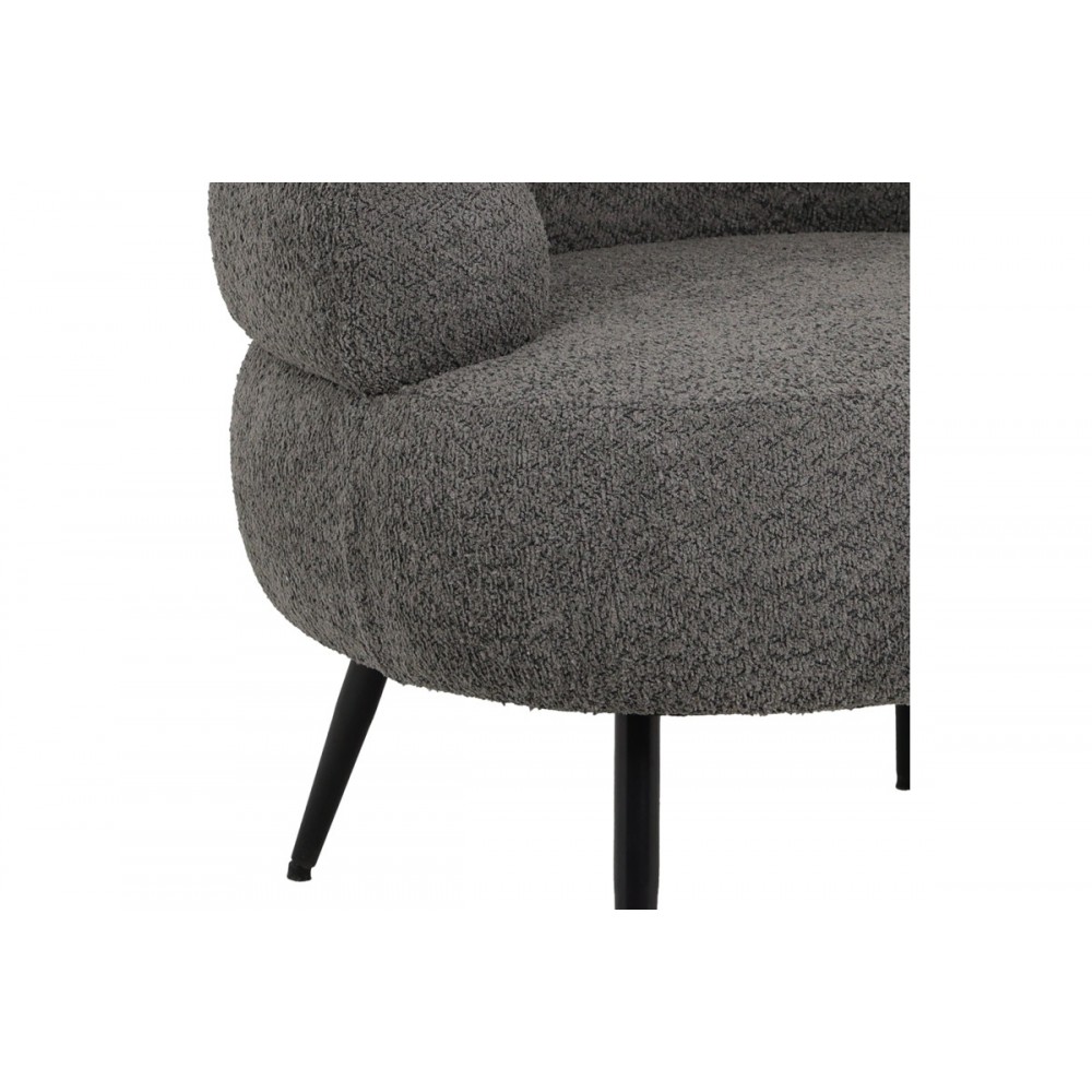 Πολυθρόνα "FOLEJA" από μπουκλέ ύφασμα/μέταλλο σε χρώμα σκούρο γκρι/μαύρο 76x75x72