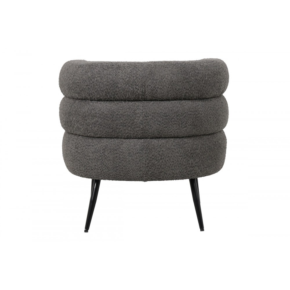Πολυθρόνα "FOLEJA" από μπουκλέ ύφασμα/μέταλλο σε χρώμα σκούρο γκρι/μαύρο 76x75x72