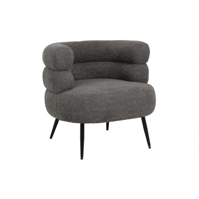 Πολυθρόνα "FOLEJA" από μπουκλέ ύφασμα/μέταλλο σε χρώμα σκούρο γκρι/μαύρο 76x75x72
