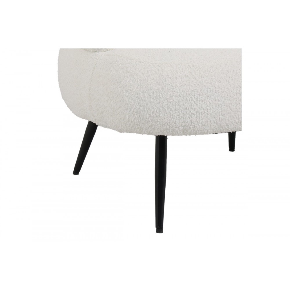 Πολυθρόνα "FOLEJA" από μπουκλέ ύφασμα/μέταλλο σε χρώμα λευκό/μαύρο 76x75x72