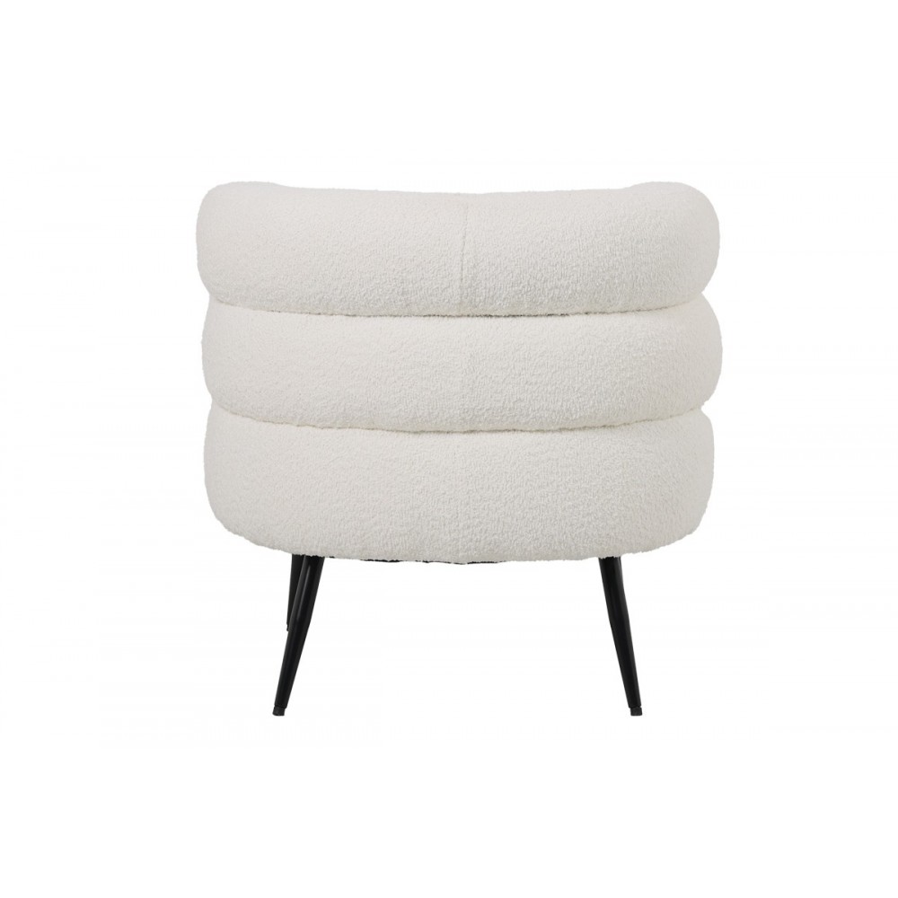 Πολυθρόνα "FOLEJA" από μπουκλέ ύφασμα/μέταλλο σε χρώμα λευκό/μαύρο 76x75x72