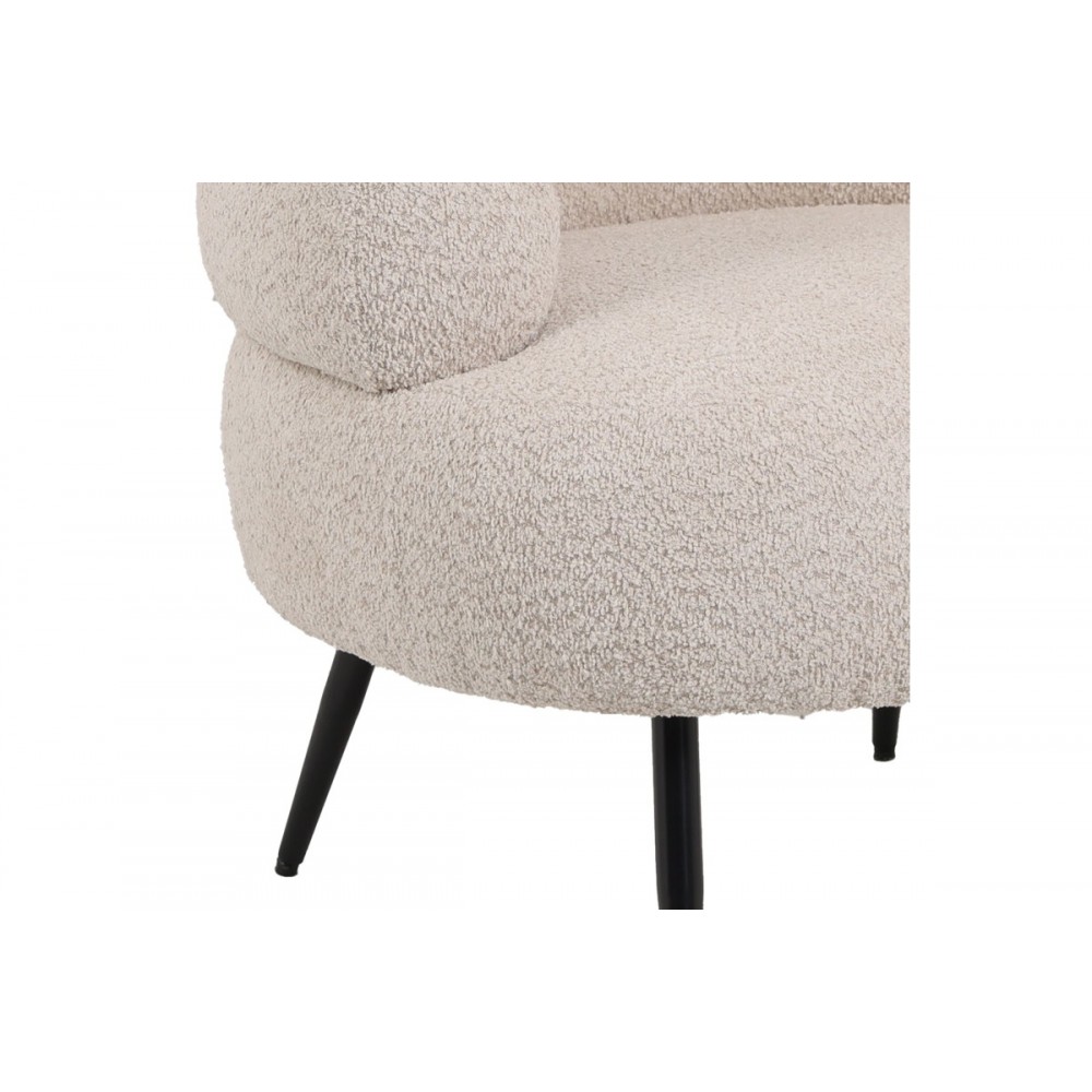 Πολυθρόνα "FOLEJA" από μπουκλέ ύφασμα/μέταλλο σε χρώμα μπεζ/μαύρο 76x75x72