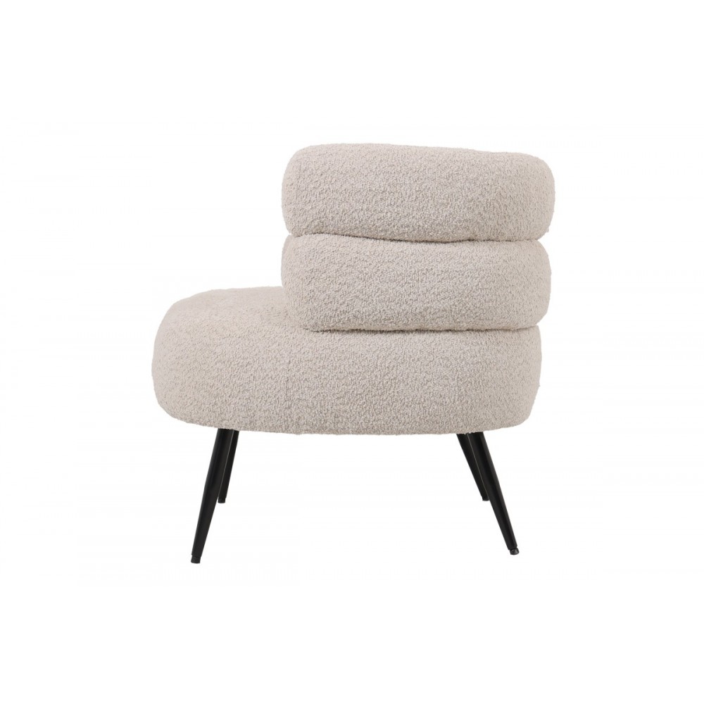 Πολυθρόνα "FOLEJA" από μπουκλέ ύφασμα/μέταλλο σε χρώμα μπεζ/μαύρο 76x75x72