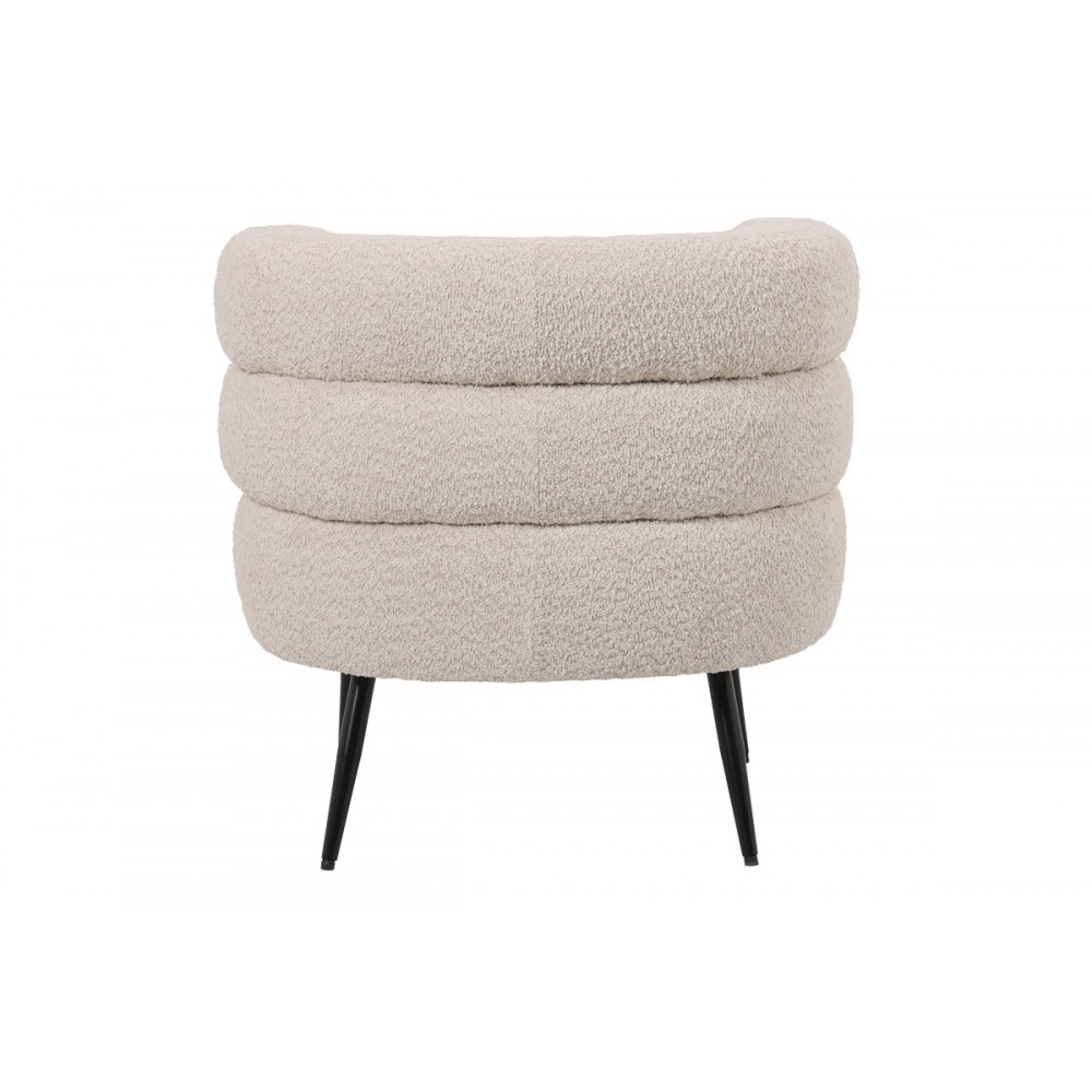 Πολυθρόνα "FOLEJA" από μπουκλέ ύφασμα/μέταλλο σε χρώμα μπεζ/μαύρο 76x75x72