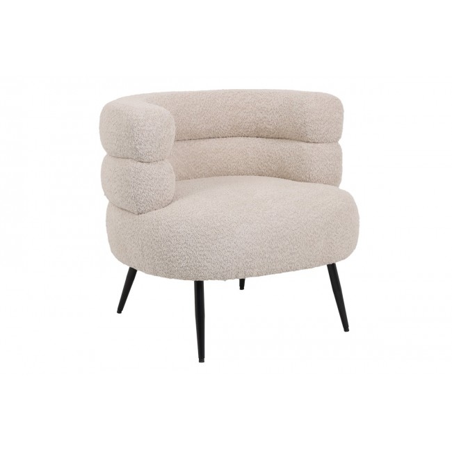 Πολυθρόνα "FOLEJA" από μπουκλέ ύφασμα/μέταλλο σε χρώμα μπεζ/μαύρο 76x75x72