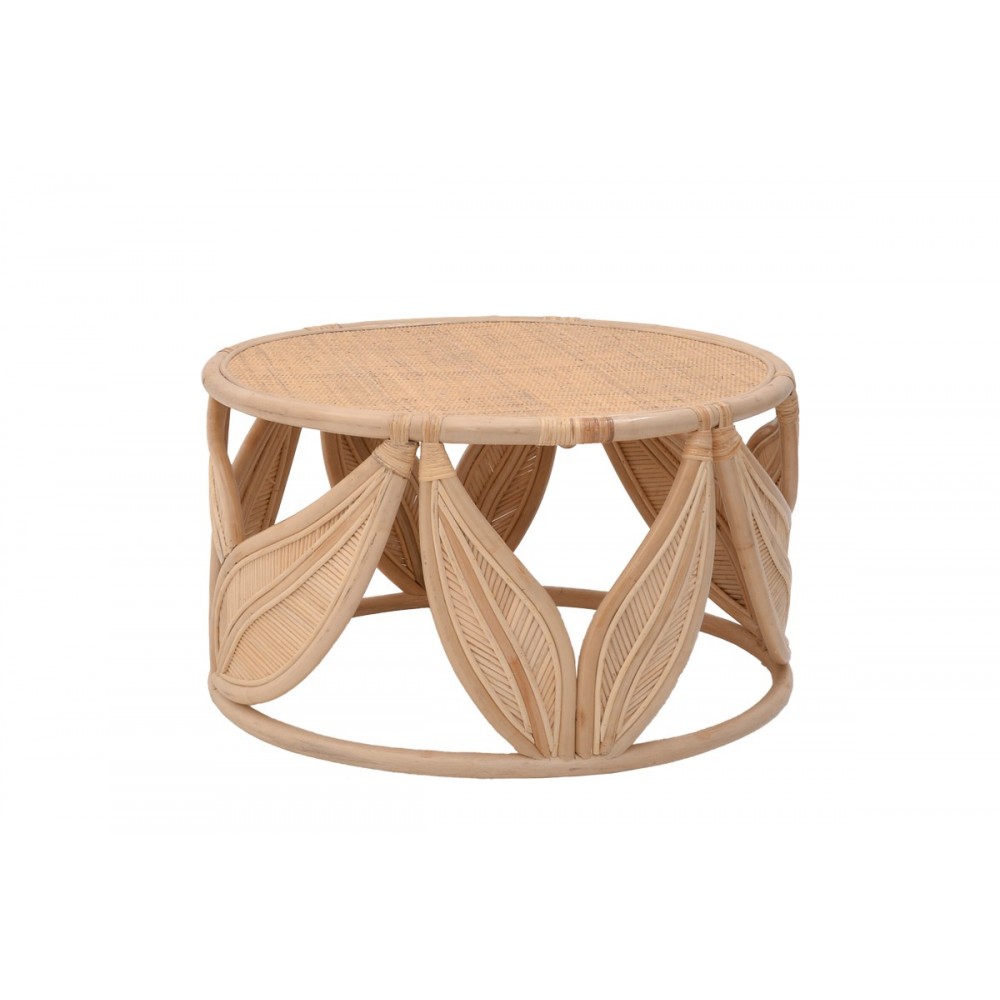 Σαλόνι 2τμχ "YTRONE-SIDERTY" από rattan σε χρώμα φυσικό Φ80x45