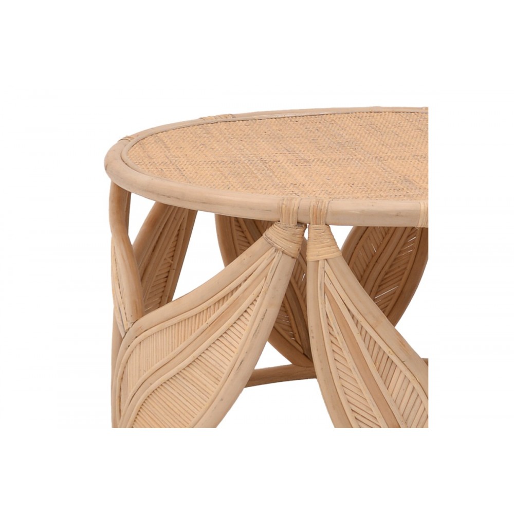 Σαλόνι 2τμχ "YTRONE-SIDERTY" από rattan σε χρώμα φυσικό Φ80x45