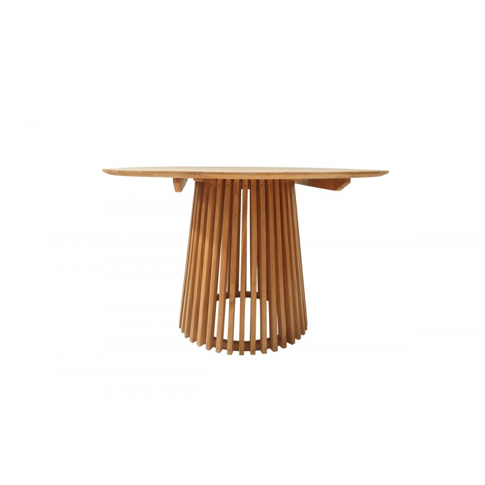 Τραπεζαρία 5τμχ "ELAIZA-KENDA" από ξύλο/σχοινί σε φυσικό/μπεζ χρώμα Φ120x75