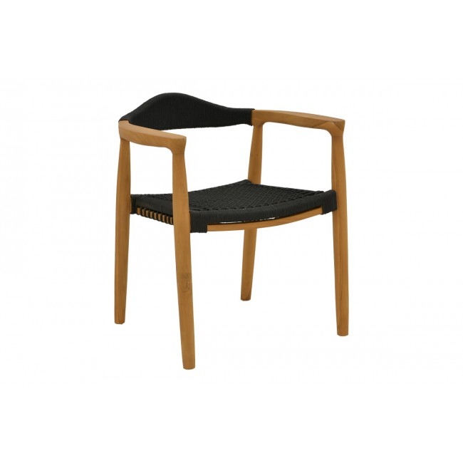 Τραπεζαρία 7τμχ "GANNY-COLEN" από ξύλο/σχοινί σε χρώμα φυσικό/μαύρο Φ150x75