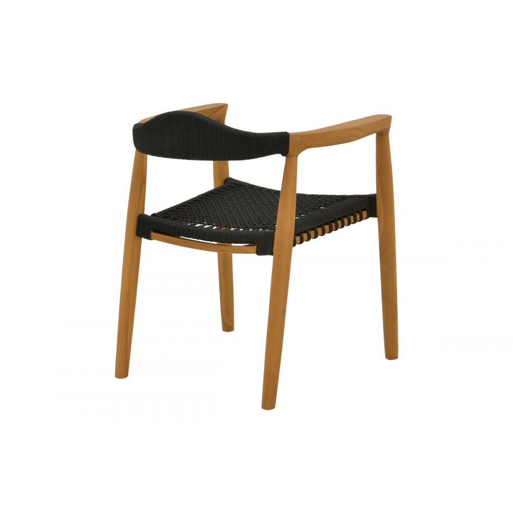 Τραπεζαρία 7τμχ "GANNY-COLEN" από ξύλο/σχοινί σε χρώμα φυσικό/μαύρο Φ150x75