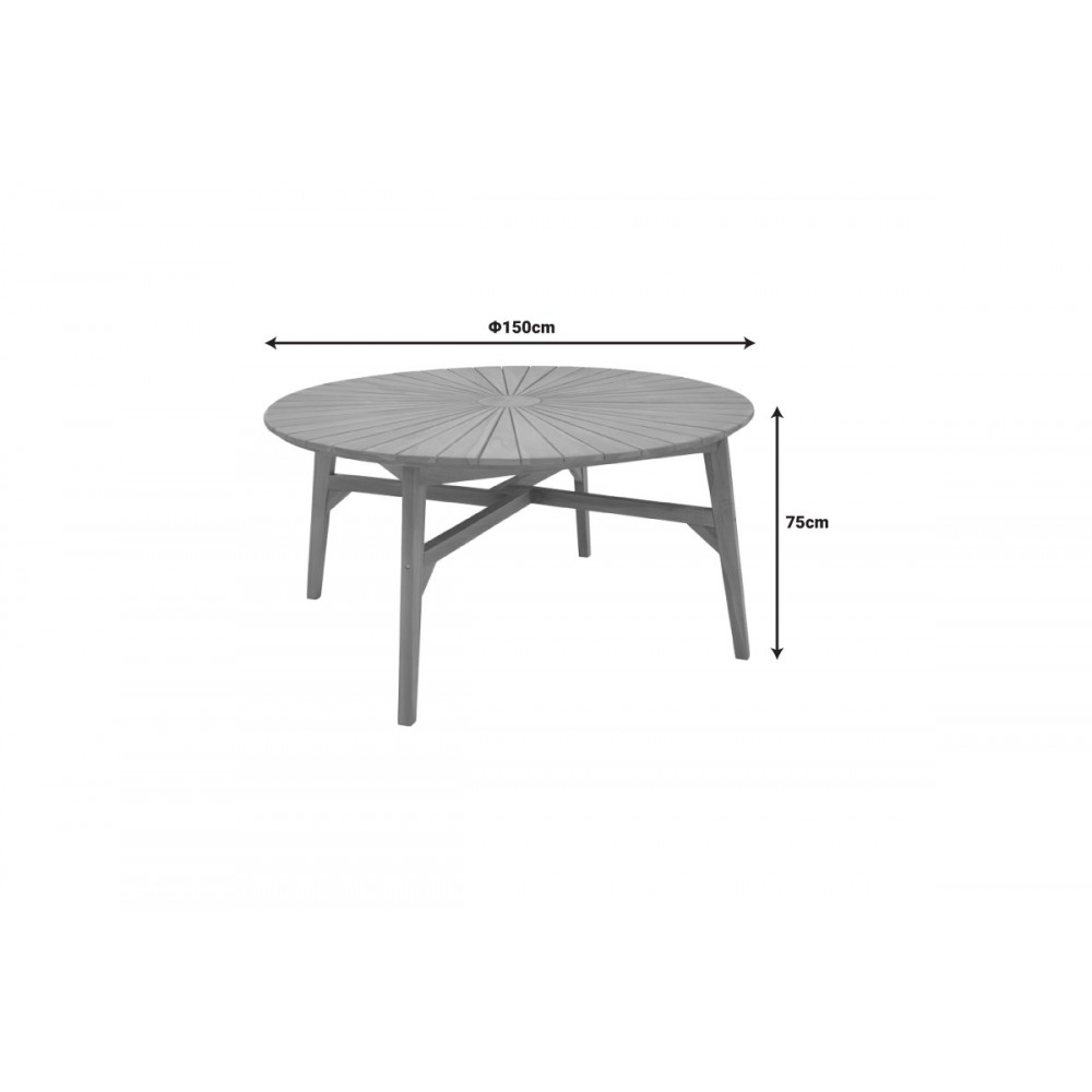 Τραπεζαρία 7τμχ "BANOU-COLEN" από ξύλο/σχοινί σε χρώμα φυσικό Φ150x75