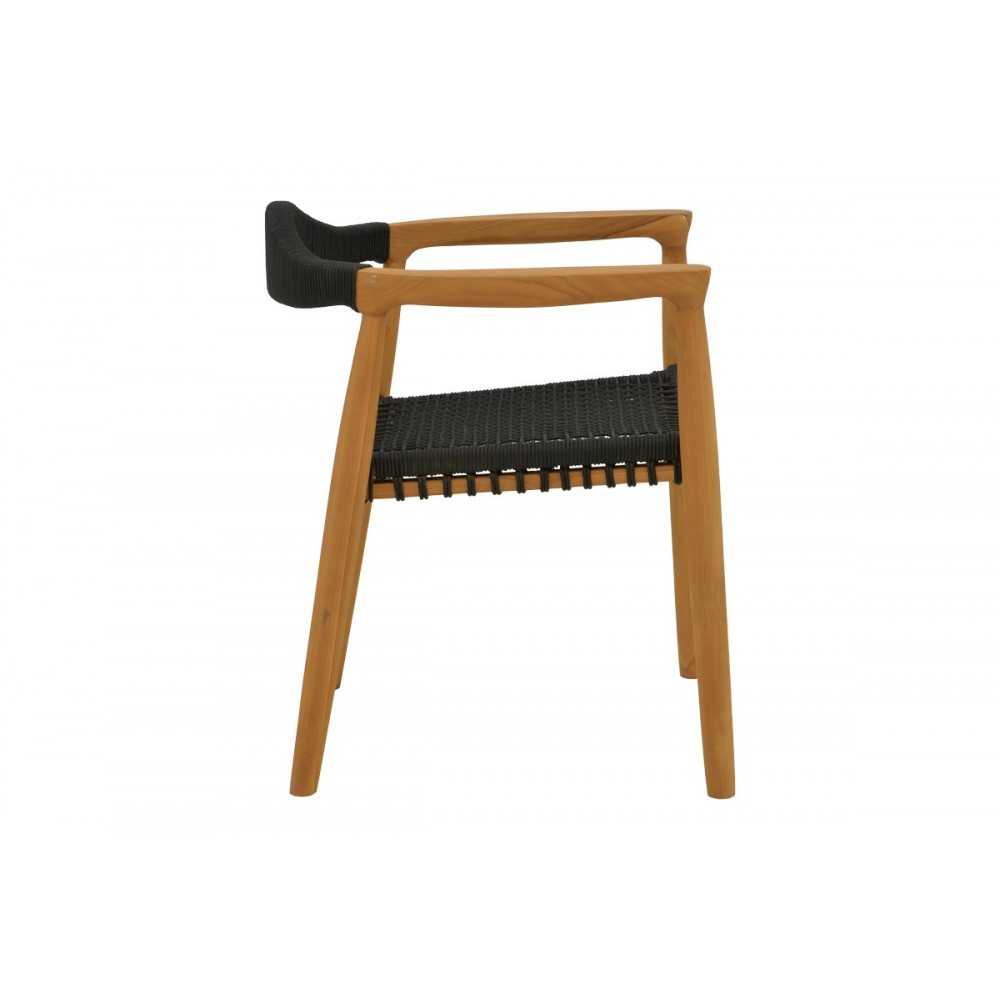 Τραπεζαρία 9τμχ "GANNY-PINO" από ξύλο/σχοινί σε χρώμα φυσικό/μαύρο 180/240x100x75