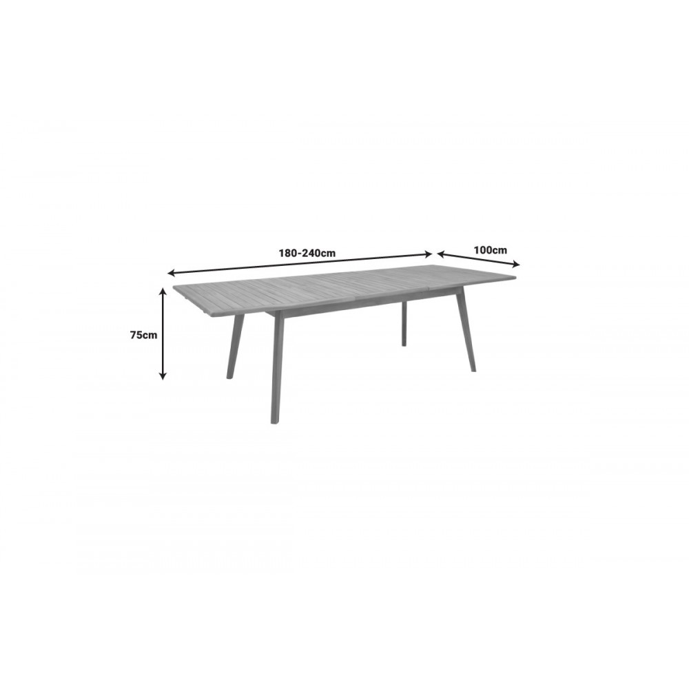 Τραπεζαρία 9τμχ "GANNY-PINO" από ξύλο/σχοινί σε χρώμα φυσικό/μαύρο 180/240x100x75