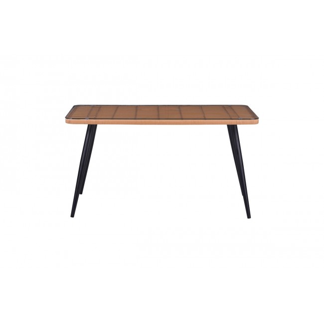 Τραπέζι "NAOKI" από rattan/μέταλλο σε χρώμα φυσικό/μαύρο 140x80x78