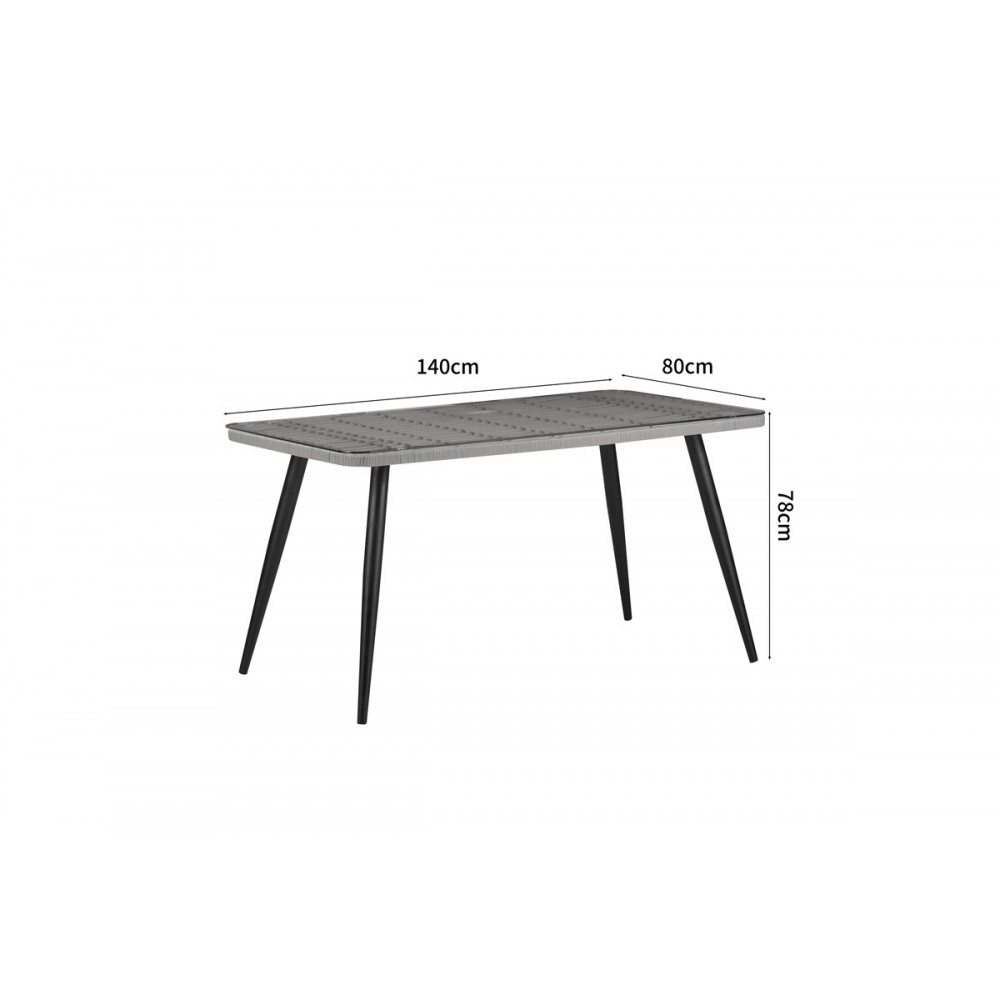 Τραπέζι "NAOKI" από rattan/μέταλλο σε χρώμα φυσικό/μαύρο 140x80x78