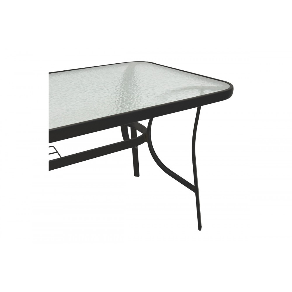 Τραπέζι "ENSURE" από μέταλλο/γυαλί σε χρώμα μαύρο 140x80x70