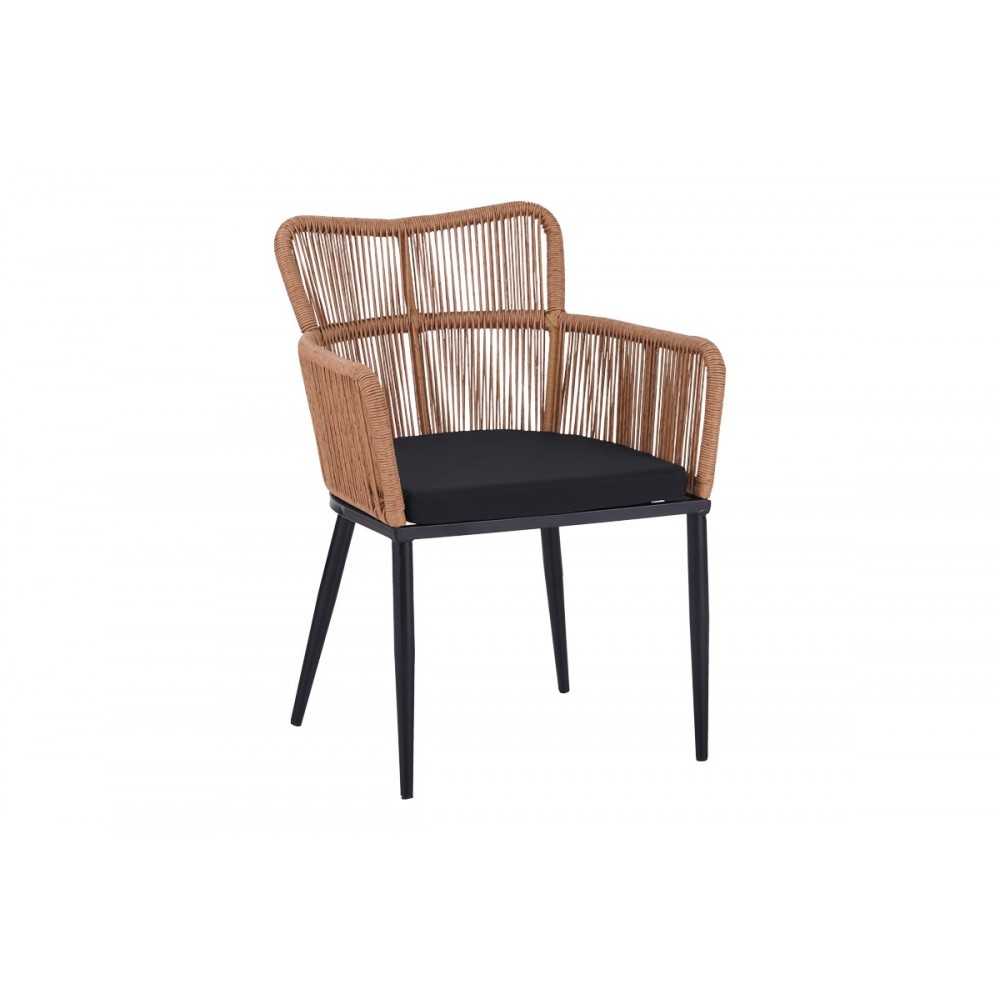 Πολυθρόνα "NAOKI" από rattan/μέταλλο σε χρώμα φυσικό/μαύρο 59x62.5x78