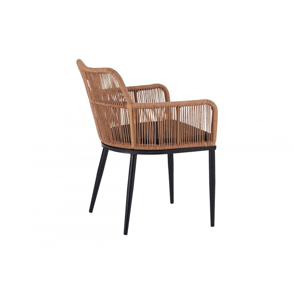 Πολυθρόνα "NAOKI" από rattan/μέταλλο σε χρώμα φυσικό/μαύρο 59x62.5x78
