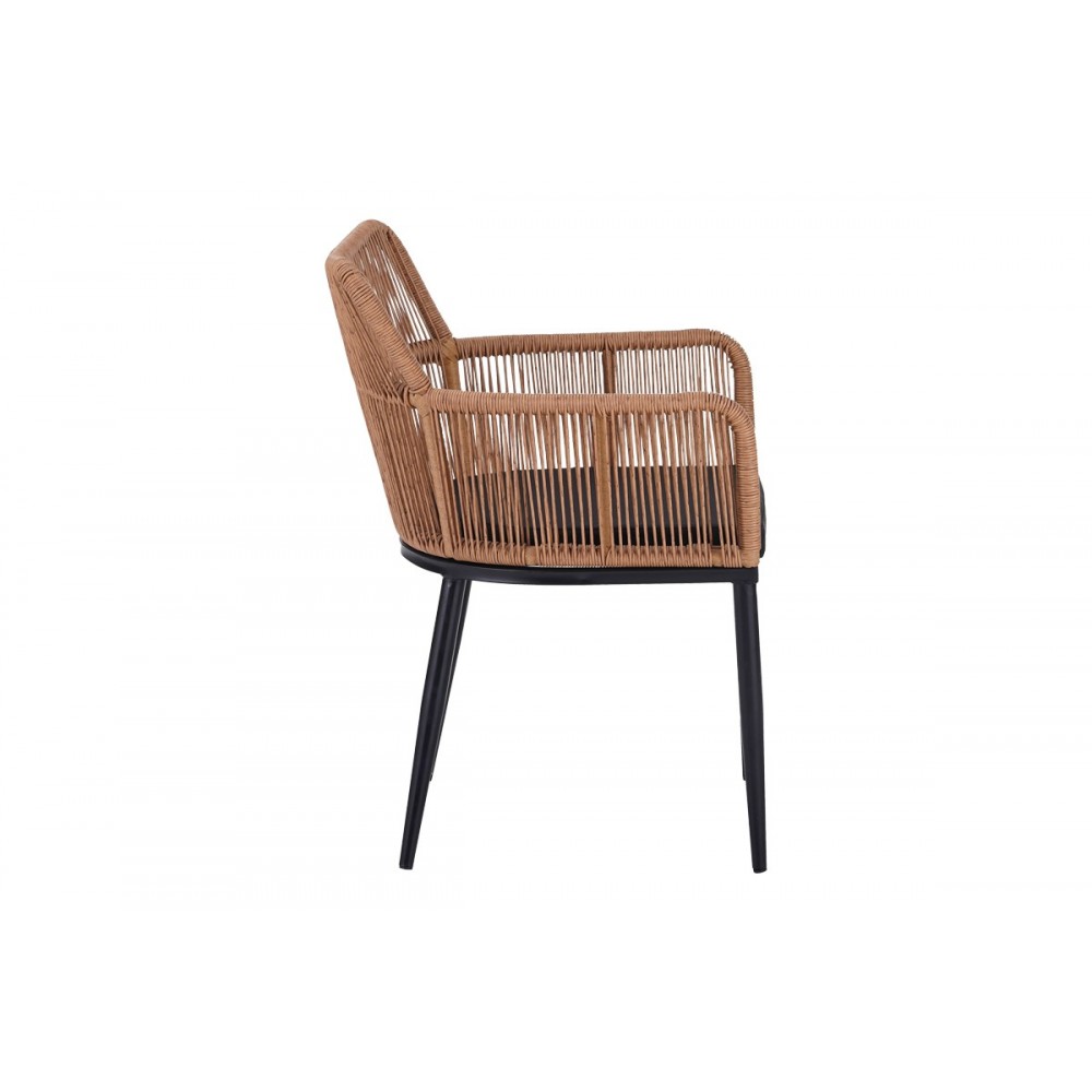 Πολυθρόνα "NAOKI" από rattan/μέταλλο σε χρώμα φυσικό/μαύρο 59x62.5x78