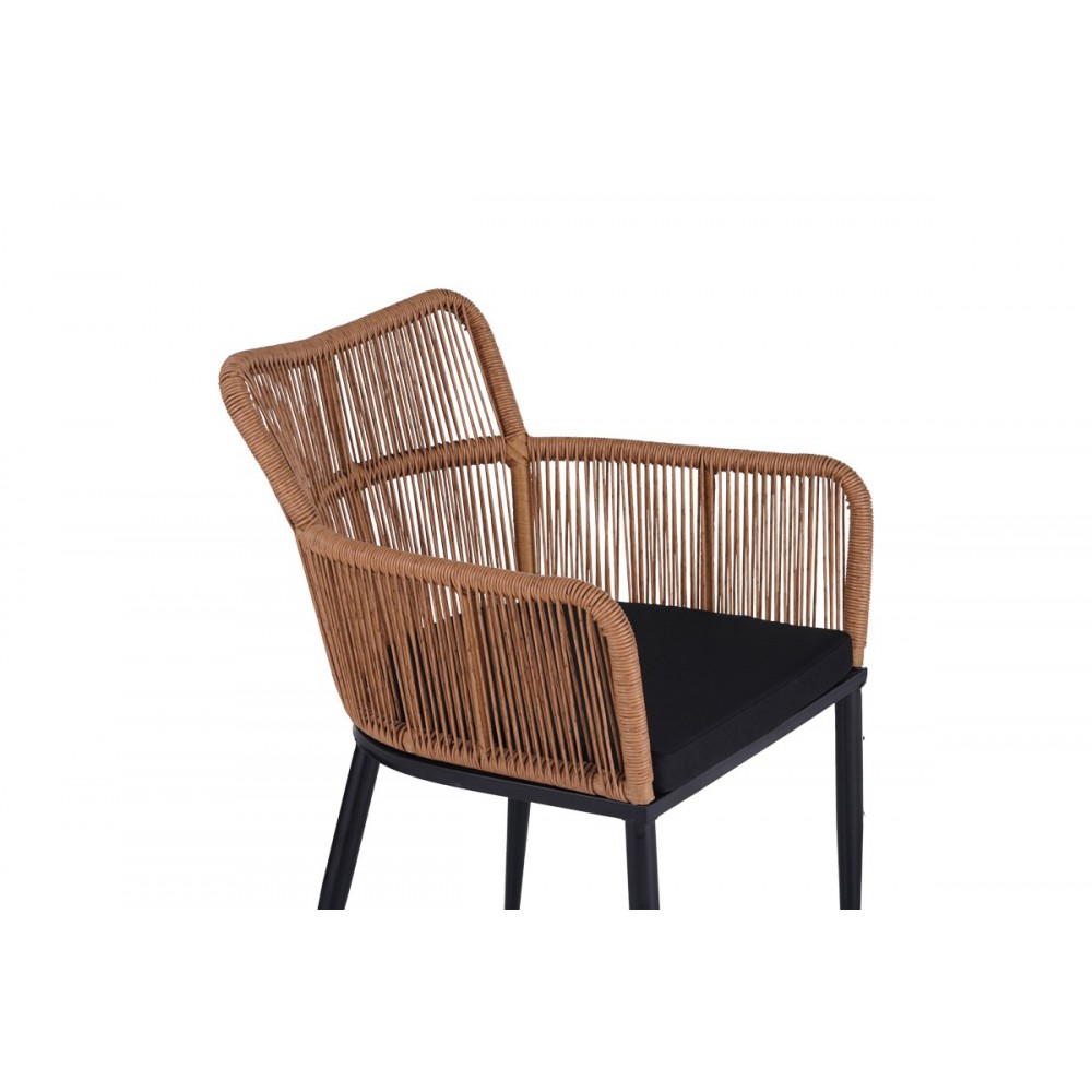 Πολυθρόνα "NAOKI" από rattan/μέταλλο σε χρώμα φυσικό/μαύρο 59x62.5x78