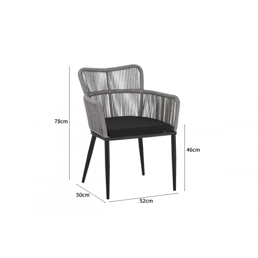 Πολυθρόνα "NAOKI" από rattan/μέταλλο σε χρώμα φυσικό/μαύρο 59x62.5x78