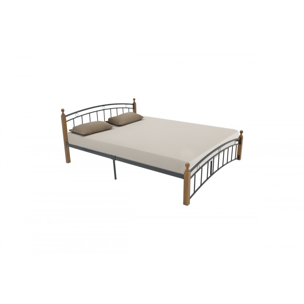 Κρεβάτι "CLARIVE" από ξύλο/μέταλλο σε χρώμα καρυδί/μαύρο 165x200x84