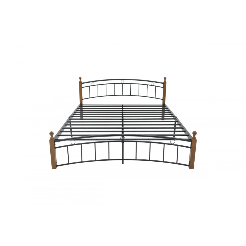 Κρεβάτι "CLARIVE" από ξύλο/μέταλλο σε χρώμα καρυδί/μαύρο 165x200x84