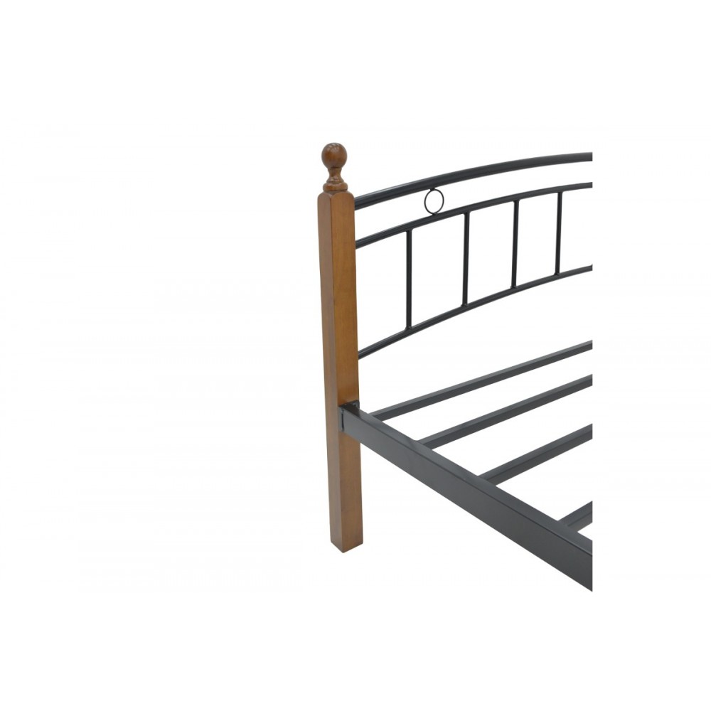 Κρεβάτι "CLARIVE" από ξύλο/μέταλλο σε χρώμα καρυδί/μαύρο 165x200x84