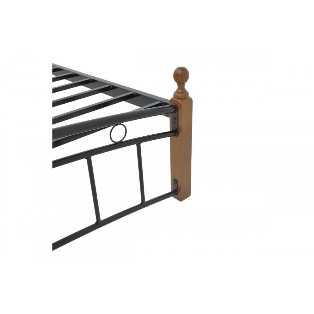 Κρεβάτι "CLARIVE" από ξύλο/μέταλλο σε χρώμα καρυδί/μαύρο 165x200x84