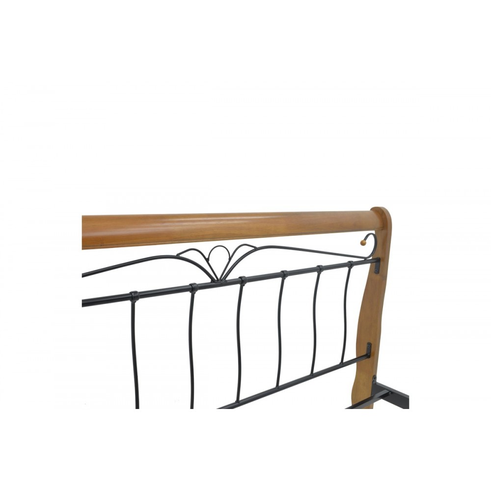 Κρεβάτι "VERPEN" από ξύλο/μέταλλο σε χρώμα καρυδί/μαύρο 155x200x102