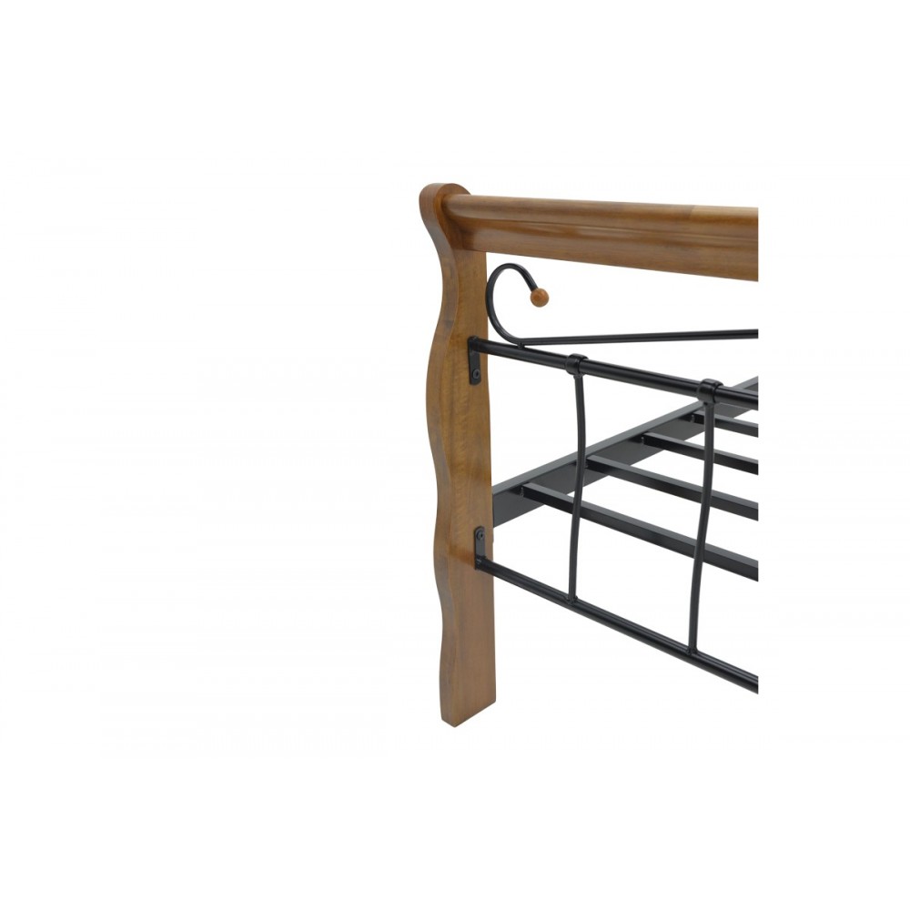 Κρεβάτι "VERPEN" από ξύλο/μέταλλο σε χρώμα καρυδί/μαύρο 155x200x102