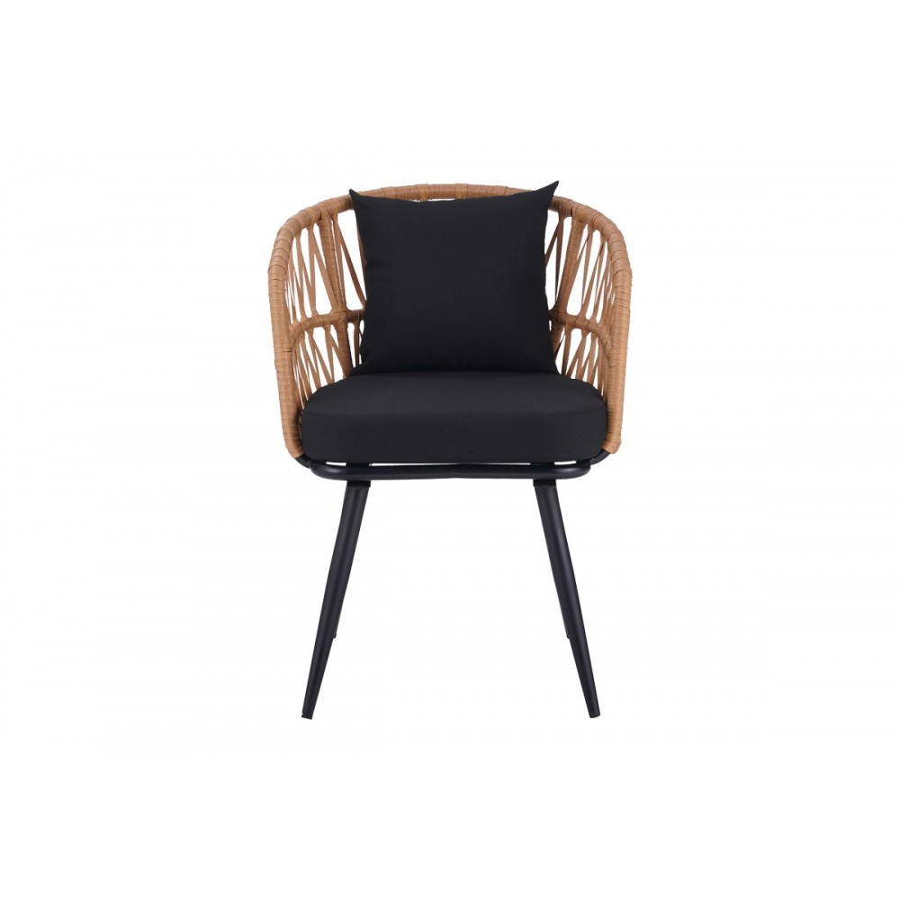 Πολυθρόνα "NAOKI" από rattan/μέταλλο σε χρώμα φυσικό/μαύρο 62x60x80